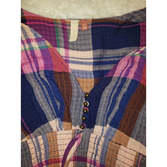 Anthropologie Pilcro Deep V Plaid Blouse - size small - Picture 7 of 10